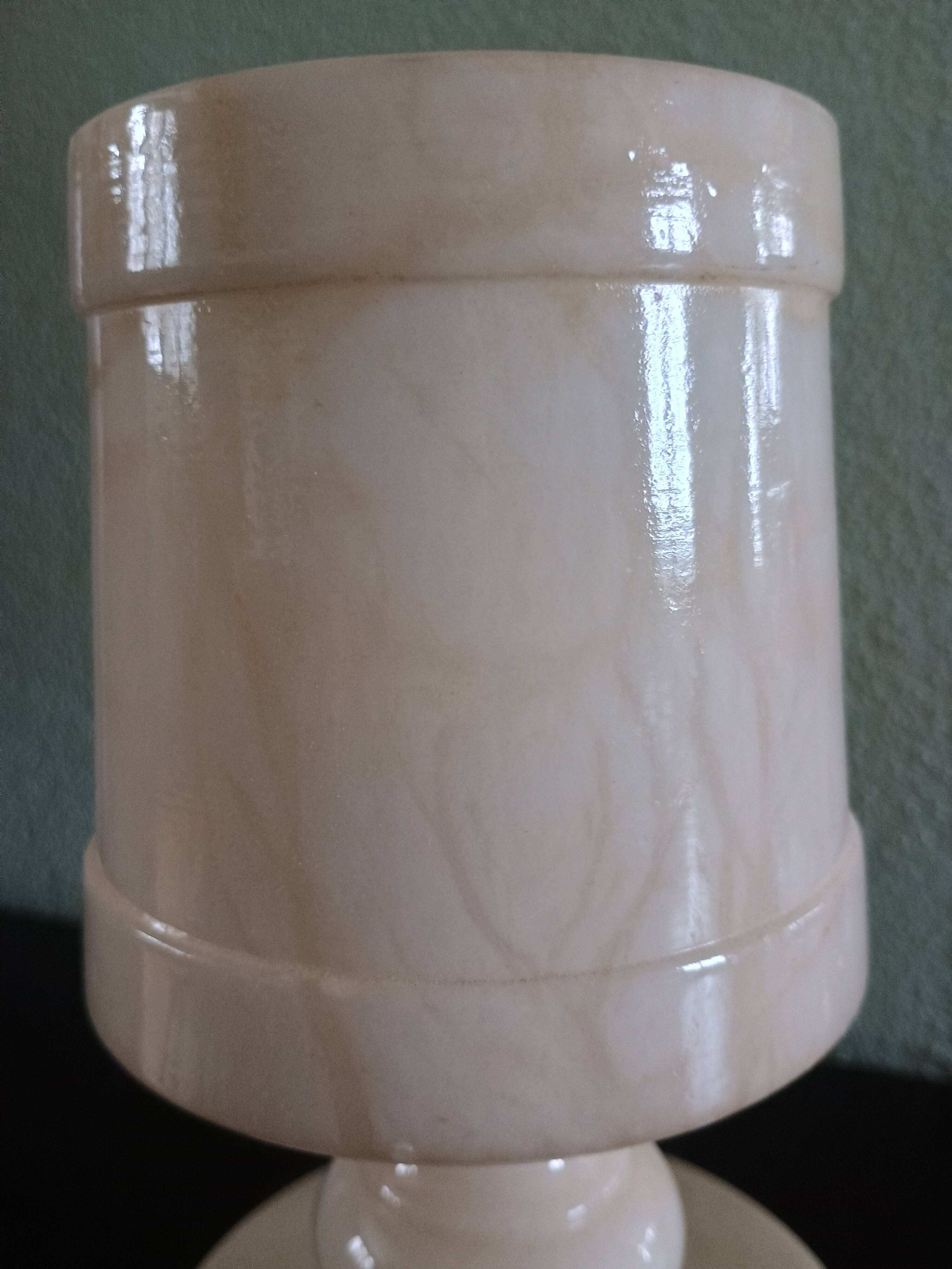 Pair - All-alabaster bedside lamps - vintage