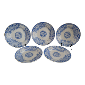 Lot de 5 assiettes plates Sarreguemines Jardinière