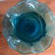 Vintage blue corolla vase glass Italy Murano style