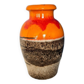 West Germany vintage orange and brown vase / 1970 ceramic vase made in Germany / 70s colorful pottery