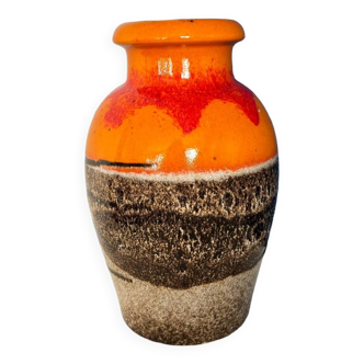 Vase west germany vintage orange et marron / vase ceramique 1970 made in germany / poterie colorée années 70