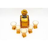 Crystal carafe and 5 glasses, WMF Germany, Art Deco.