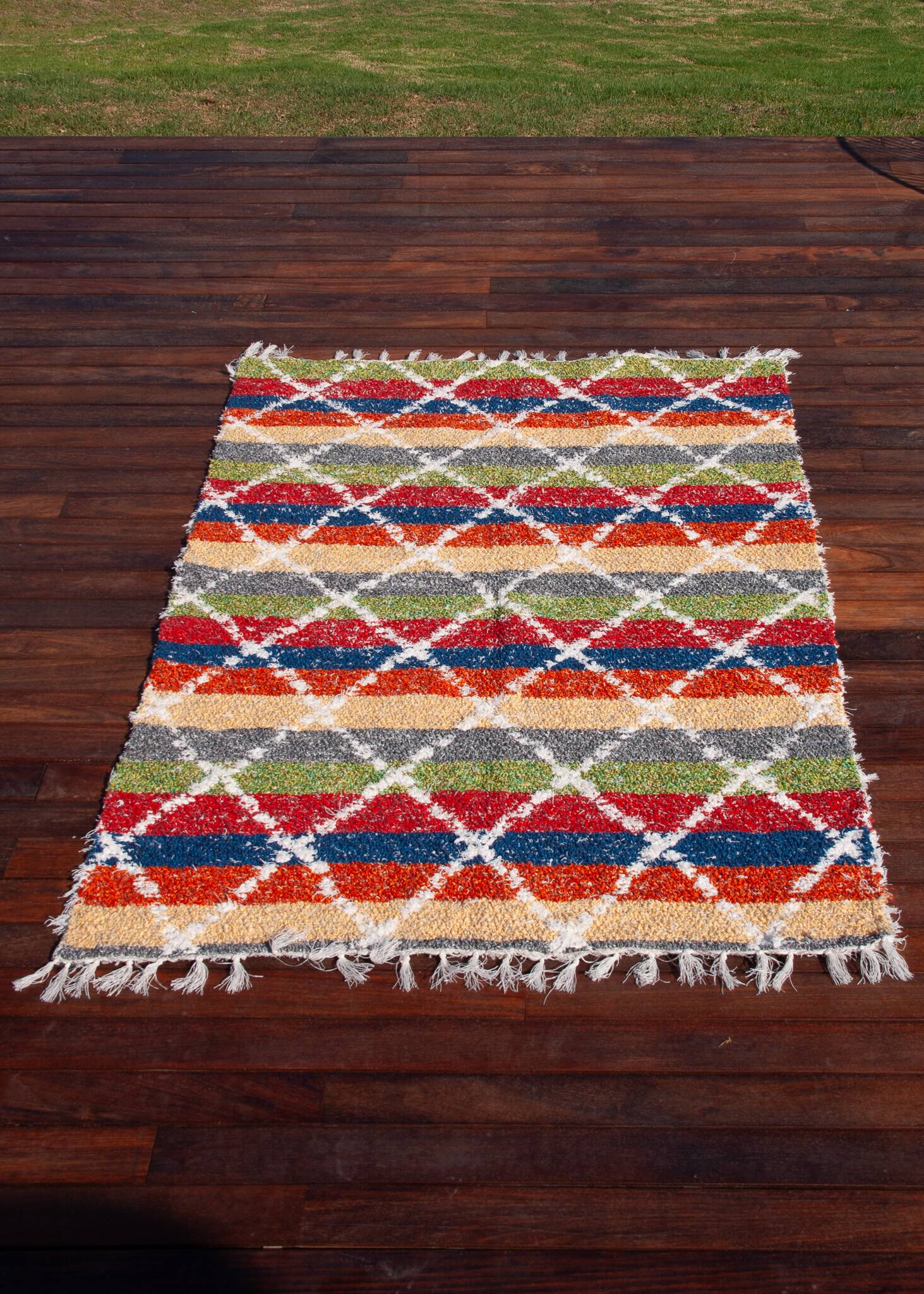 Recycled cotton handmade rug - Reversible - Multicolor