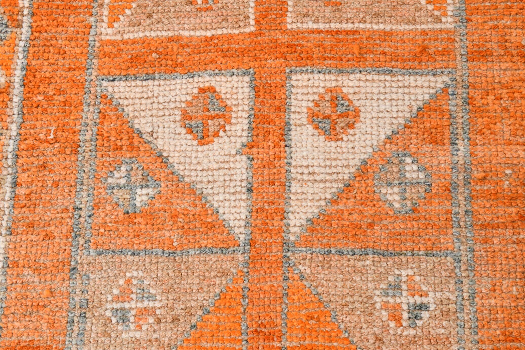 3x12 Rug For Laundry Orange Turkish Vintage Runner Rug, 95x370Cm SK 22033