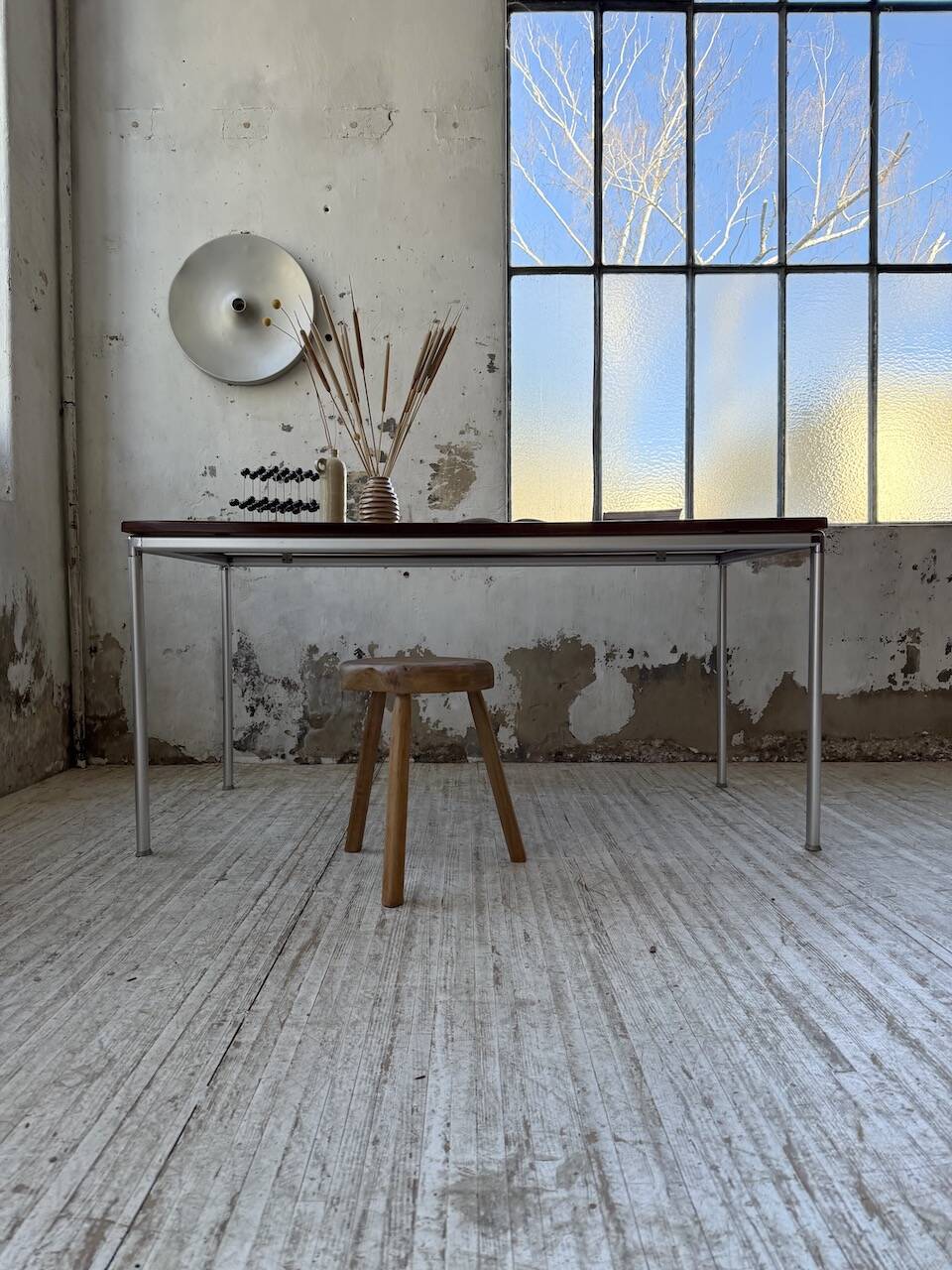 Ernst Moeckl 1960s teak desk with chrome base