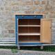 Vintage deep blue Parisian sideboard & natural wood top
