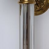Pair of gilded bronze and plexiglass wall lights