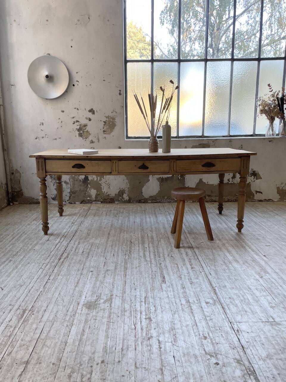 2m walnut drapery farmhouse table