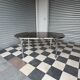 Vintage glass and chrome table