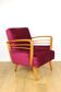 Fauteuil loft Art Déco vintage framboise - années 1960