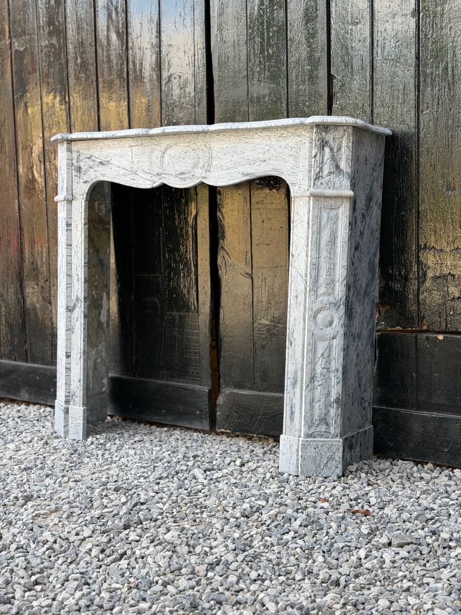 Pompadour model fireplace in blue Turquin marble from around 1880, one pair available.