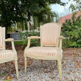 Jean Paul-françois Paire De Fauteuils En Bois Laqué D’époque Louis XVI XVIII Eme Siècle
