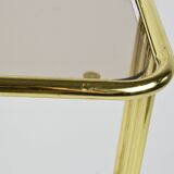 Table d'appoint en métal doré et verre, années 1980