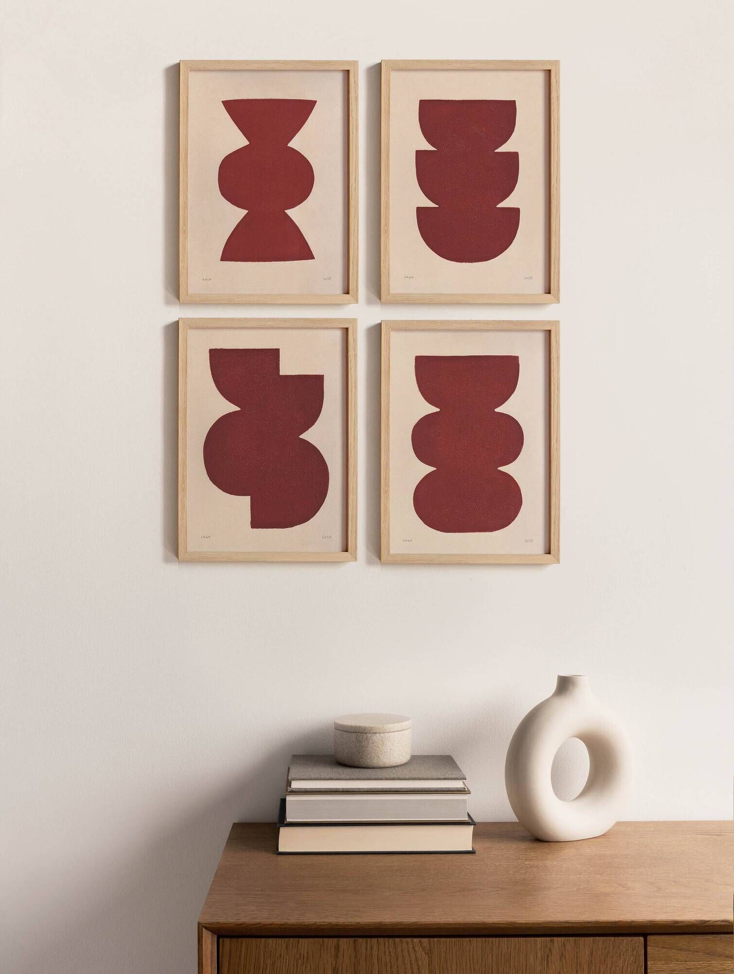 Collection of 4 paintings on paper signed Eawy.