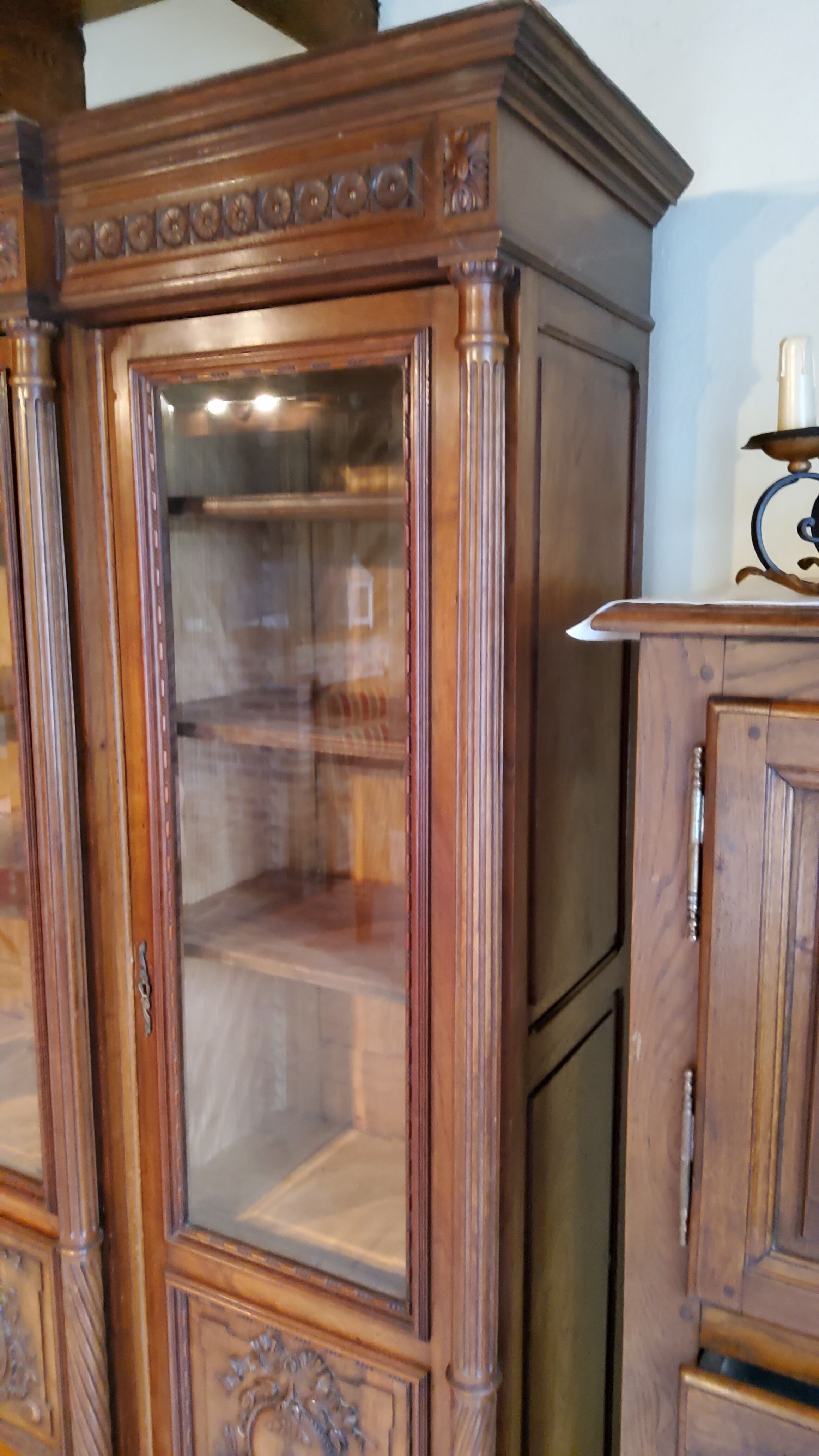 Late nineteenth century Louis XVI style library in walnut