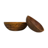 Swedish folk art, unique set of 2 farmer's bowls from the 19th century.