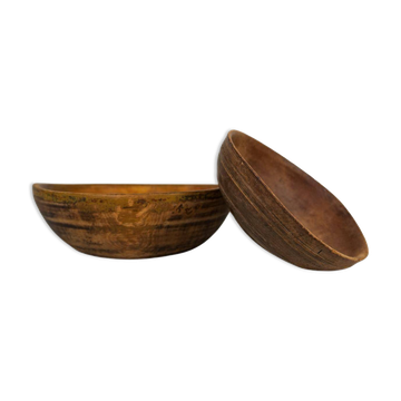 Swedish folk art, unique set of 2 farmer's bowls from the 19th century.