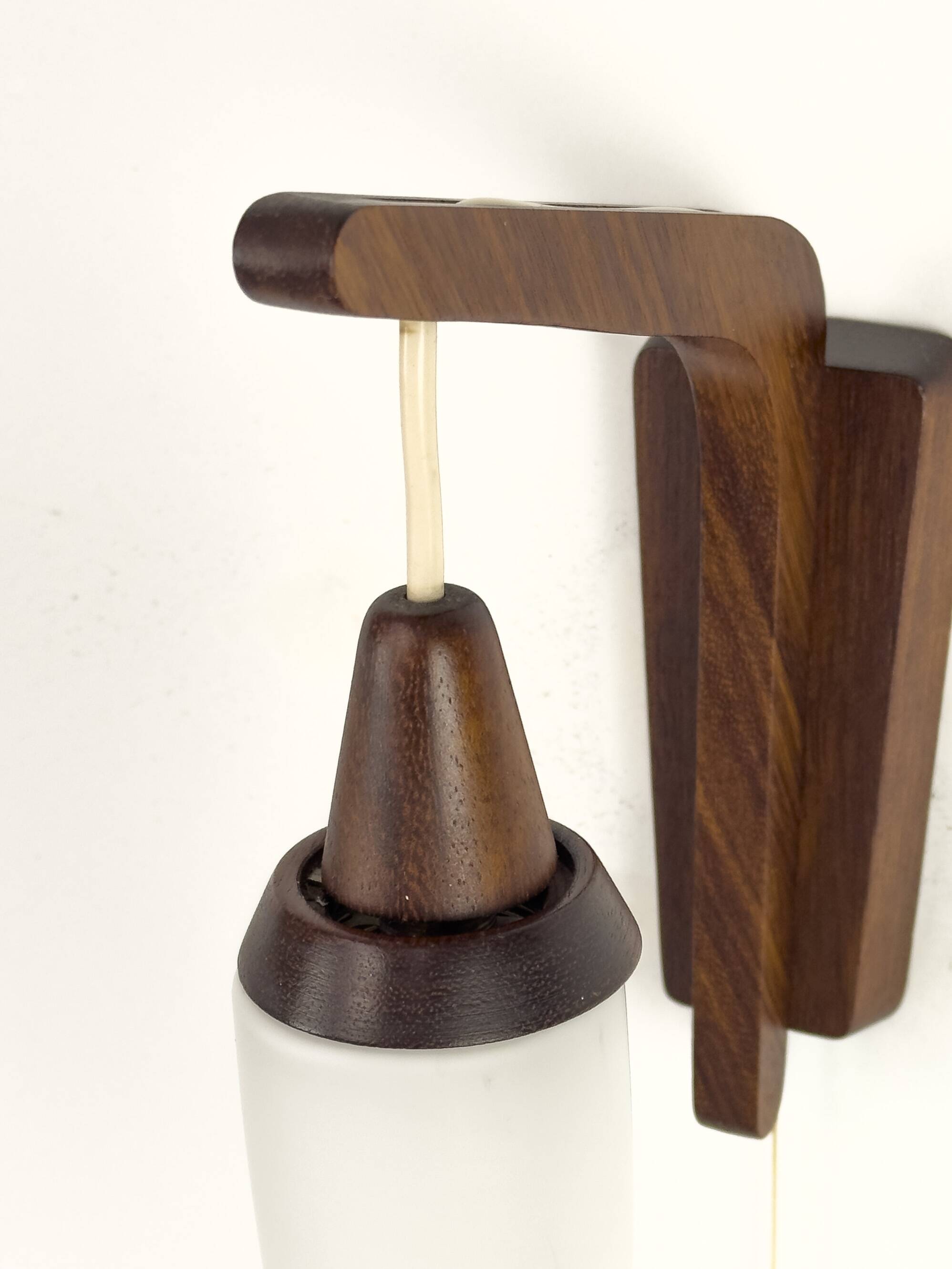 Wall light in teak and opaline glass, 1960s