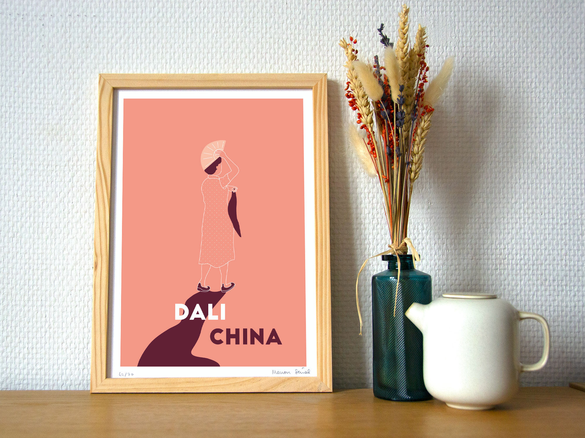 Menade - Dali, China - Illustration. A4 21 x 29.7. China, travel, dancer, dance