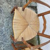 Pair of provencal straw armchairs in walnut