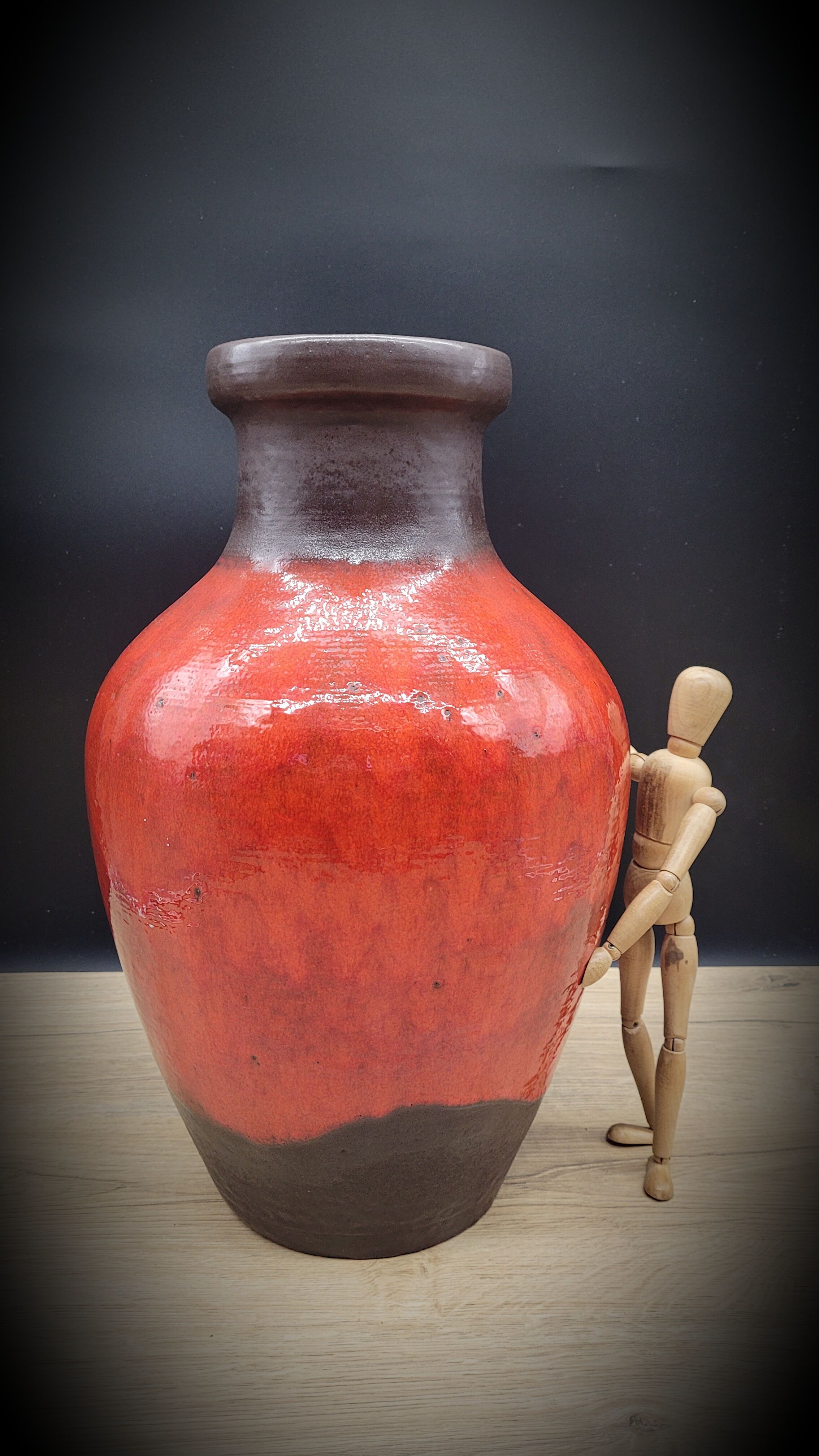 Red ceramic vase