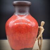 Red ceramic vase