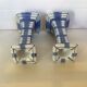 Pair of candlesticks patterns dish towels blue tiles