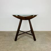 Table d’appoint en bois et verre, Italie, années 60, guéridon