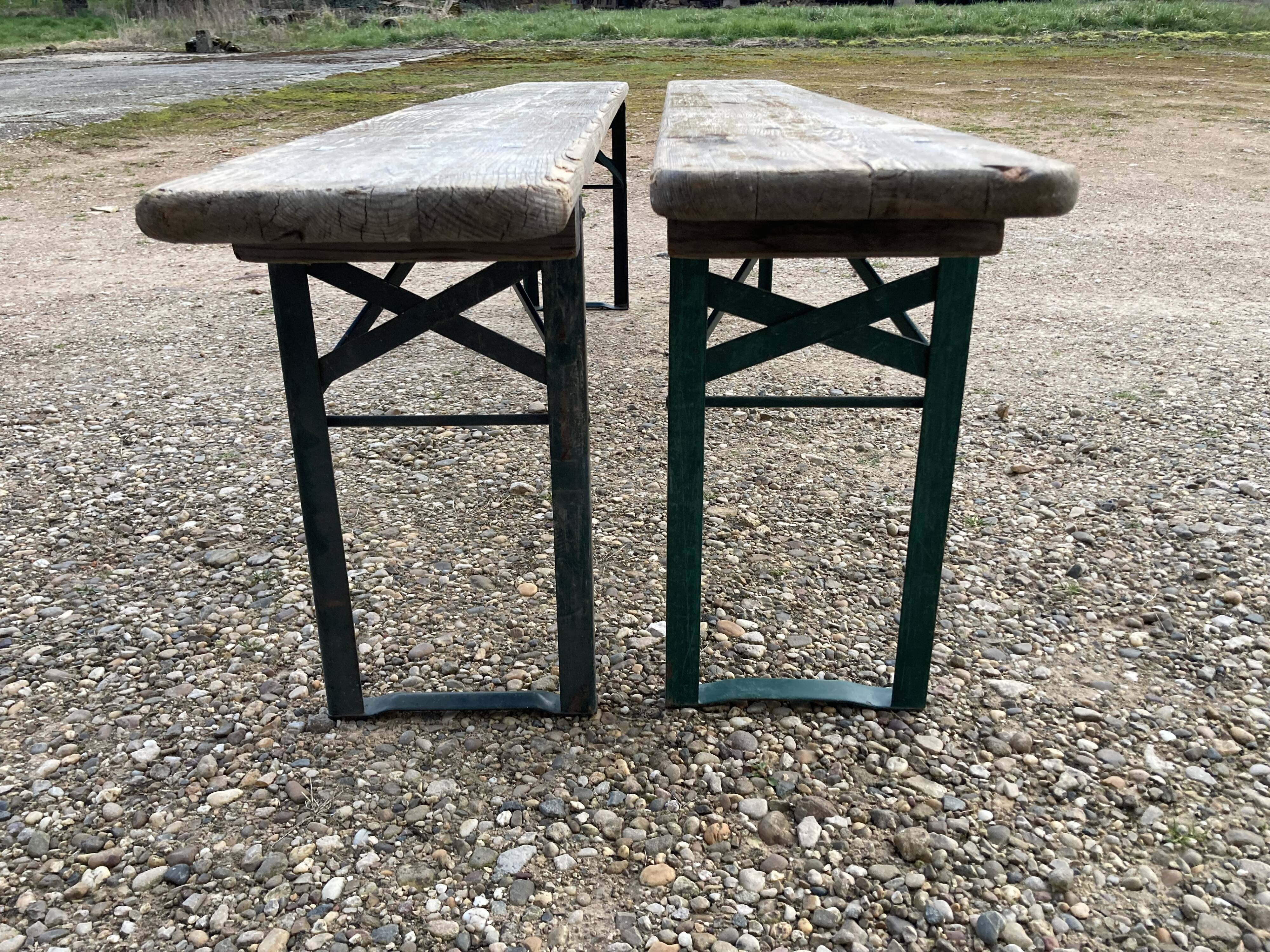 Pair of foldable benches guinguette