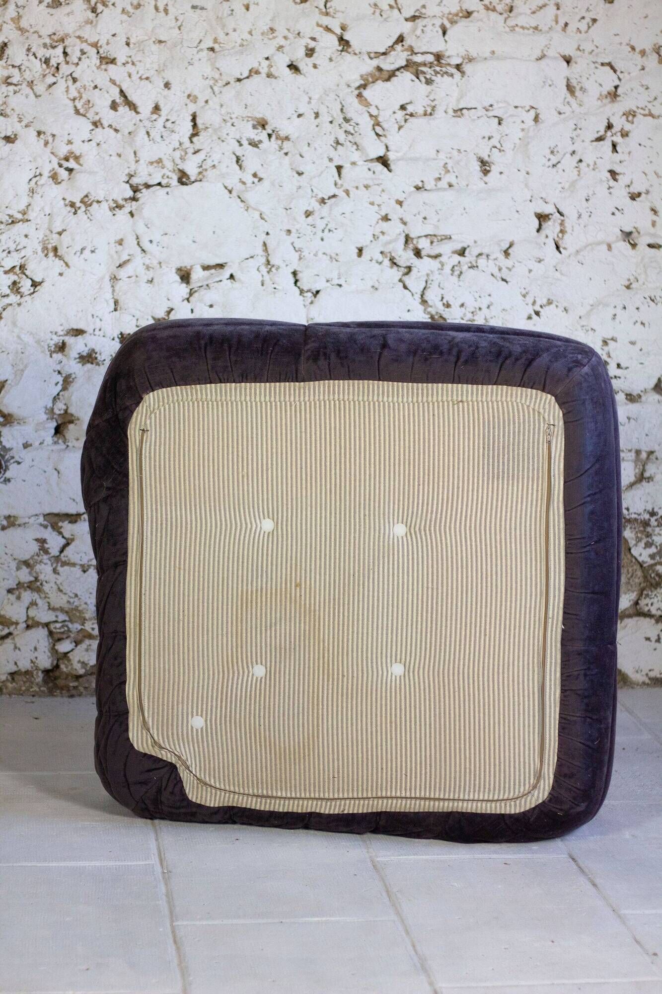 Togo aubergine corner armchair by Michel Ducaroy for Ligne Roset