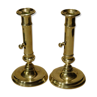 Pair of old torches candlesticks with binet Louis Philippe XIX ème Ht 20 cm ref A195/1