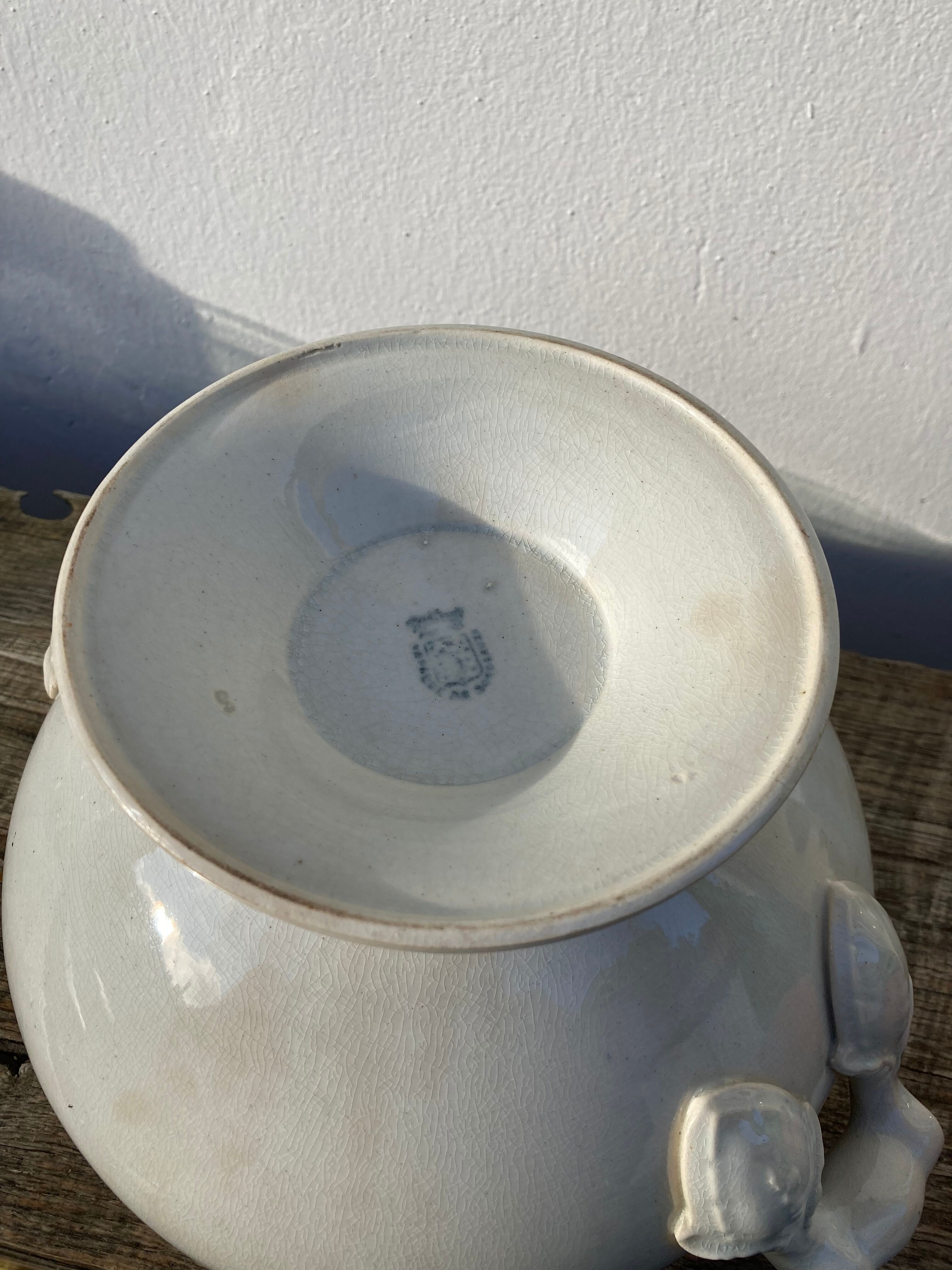 White earthenware tureen from Sarreguemines