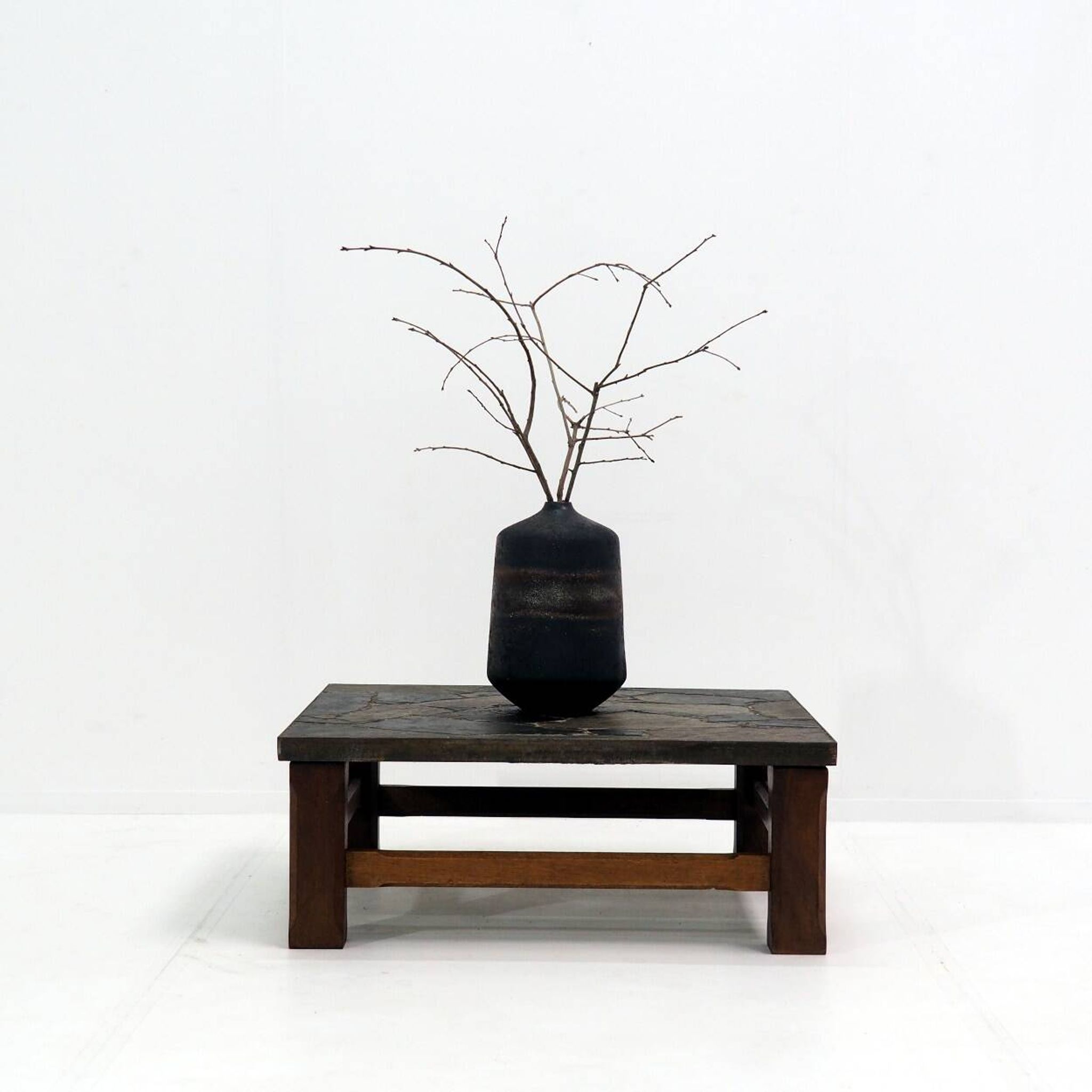 1960s Coffee Table made of Oak and Norwegian Sell Pillarguri Slate