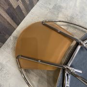 1 Linda armchair chair by Arrben in camel brown leather with a chrome steel frame.