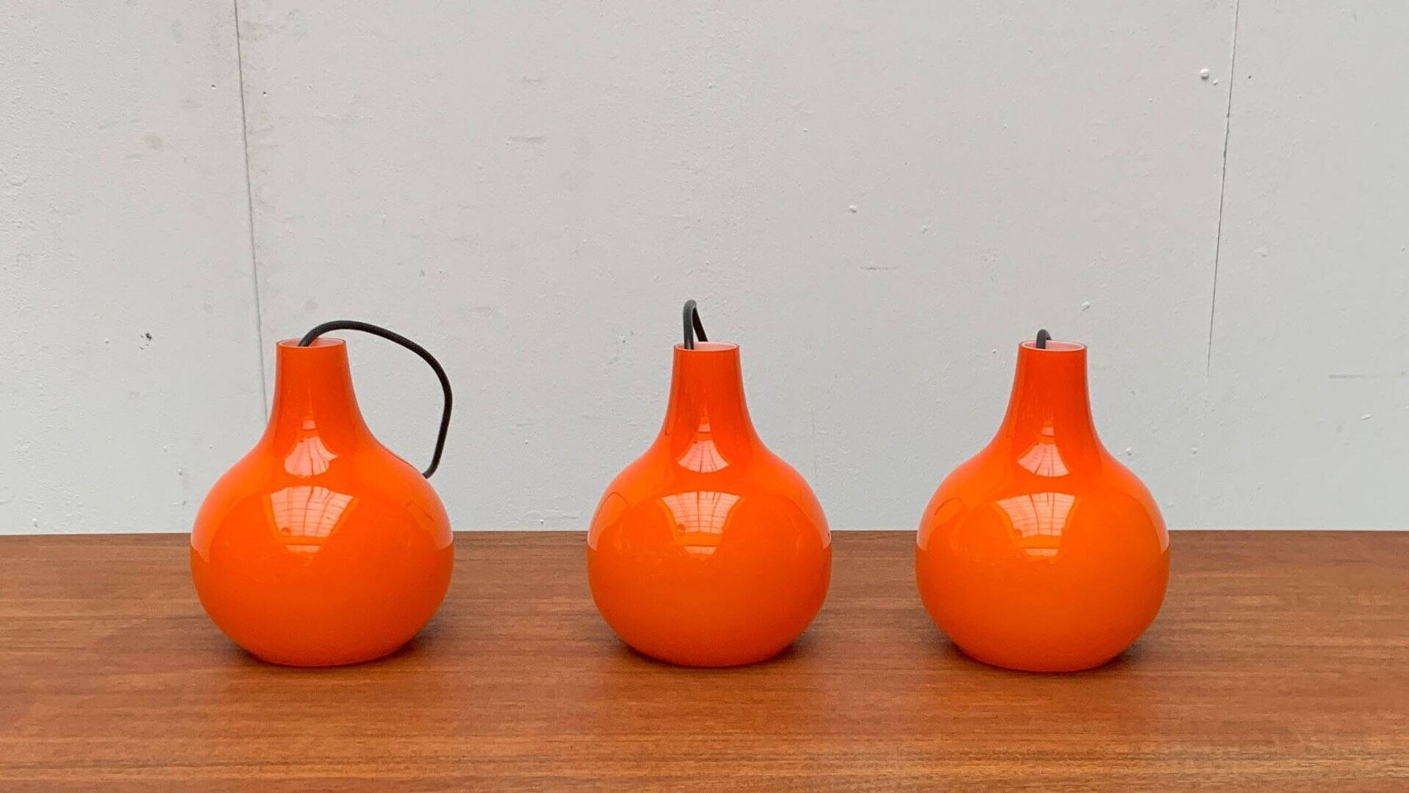 Mid-Century German Glass Pendant Lamp AH by Peill & Putzler, Set of 3