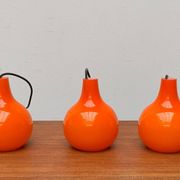 Mid-Century German Glass Pendant Lamp AH by Peill & Putzler, Set of 3