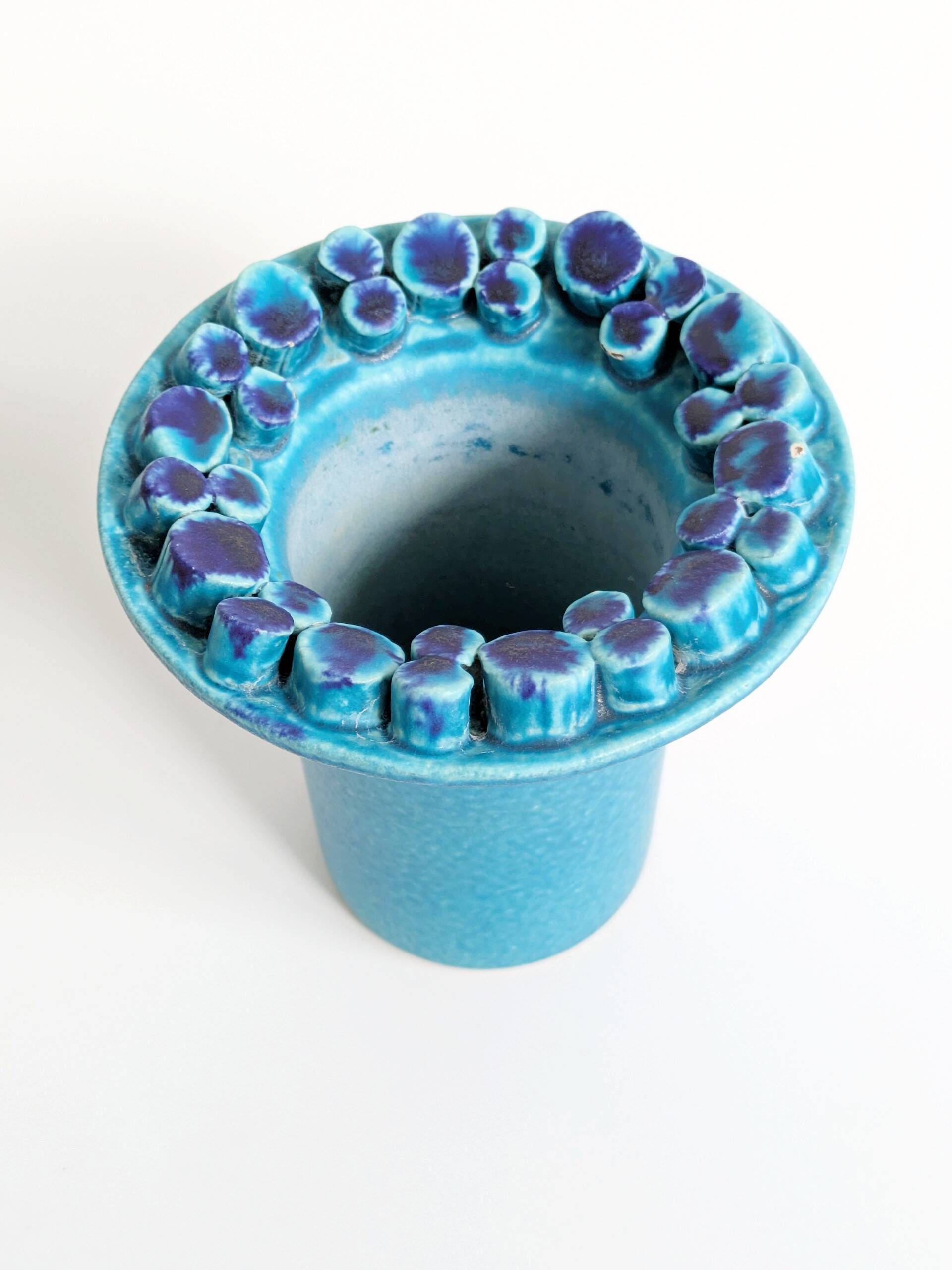 Vintage Ceralux vase by Ceramano, Hans Welling, turquoise blue, 1960s