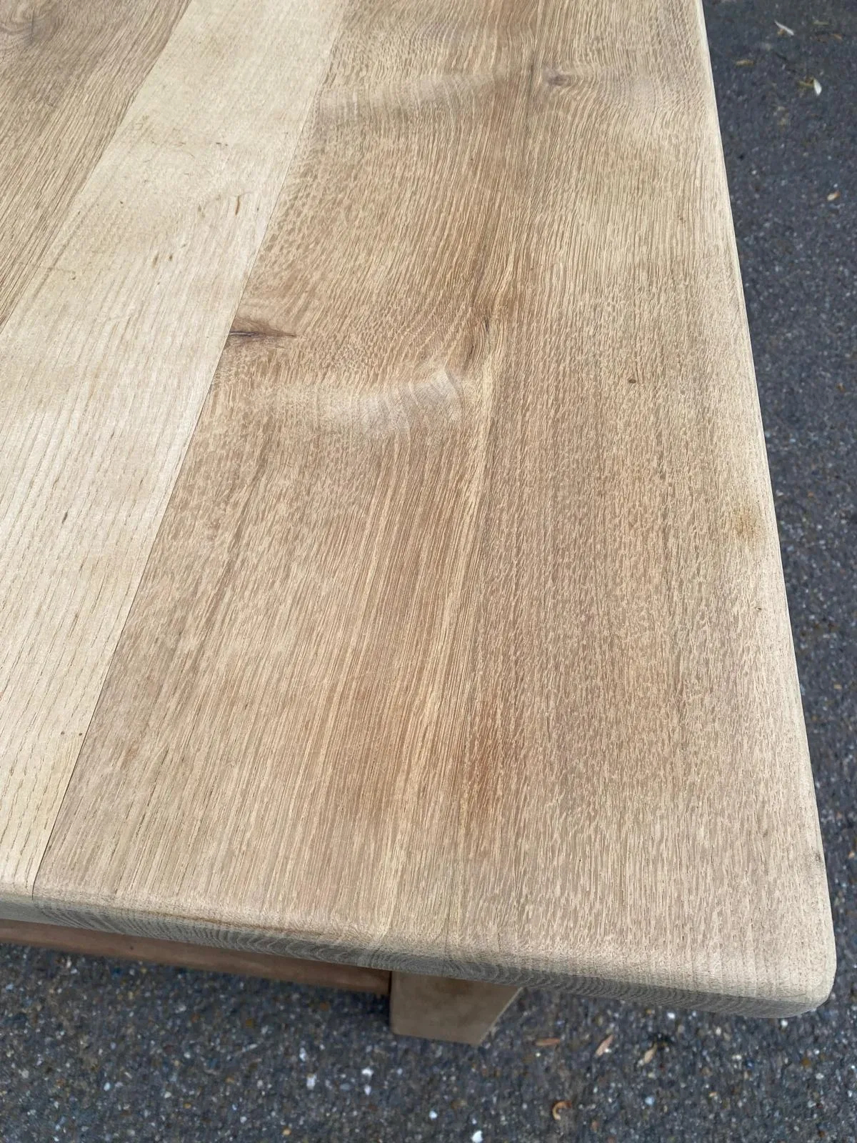1970s stripped solid oak farmhouse dining table - 210cm
