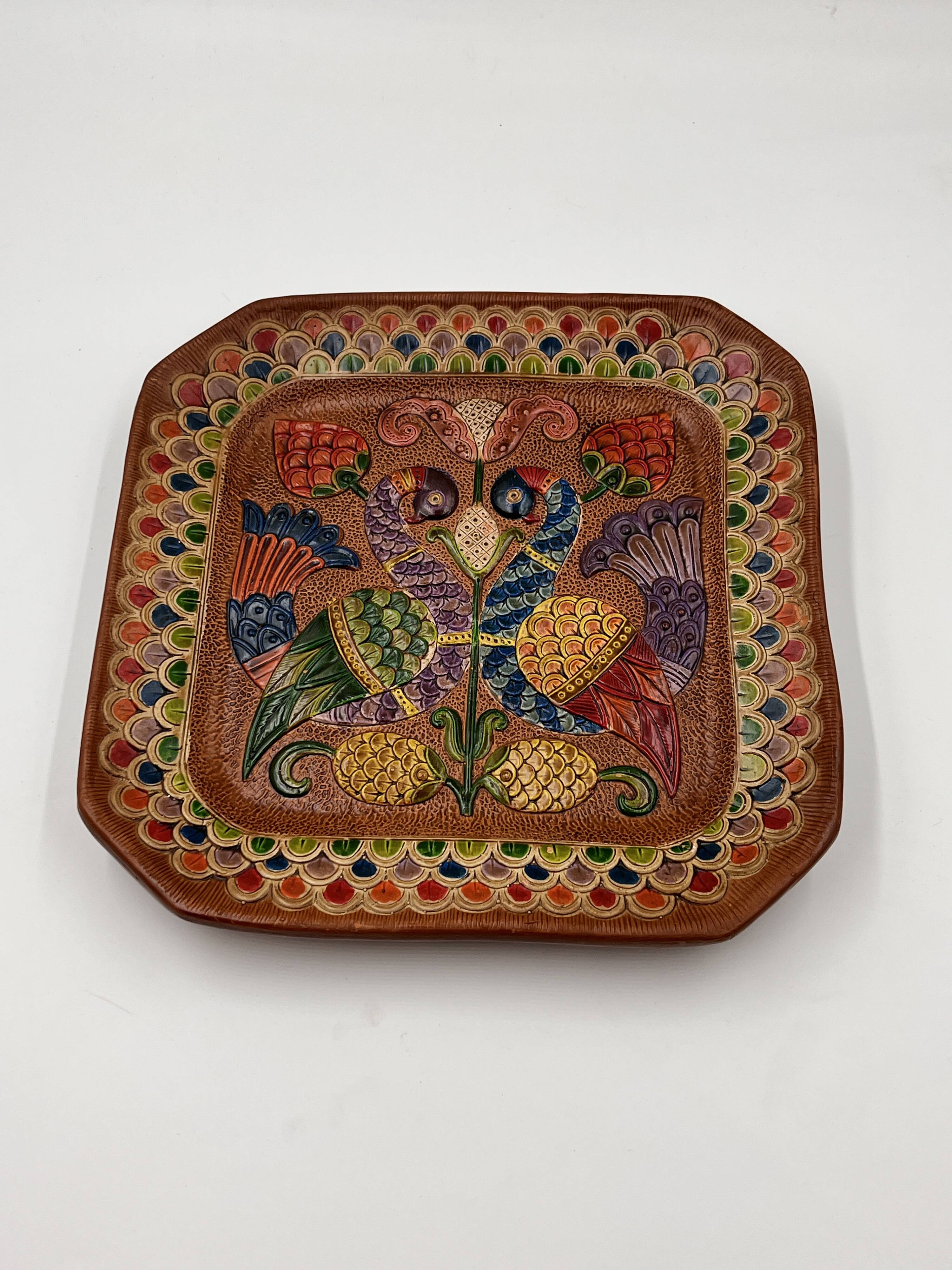 Square ceramic plate Ceramica del Convento