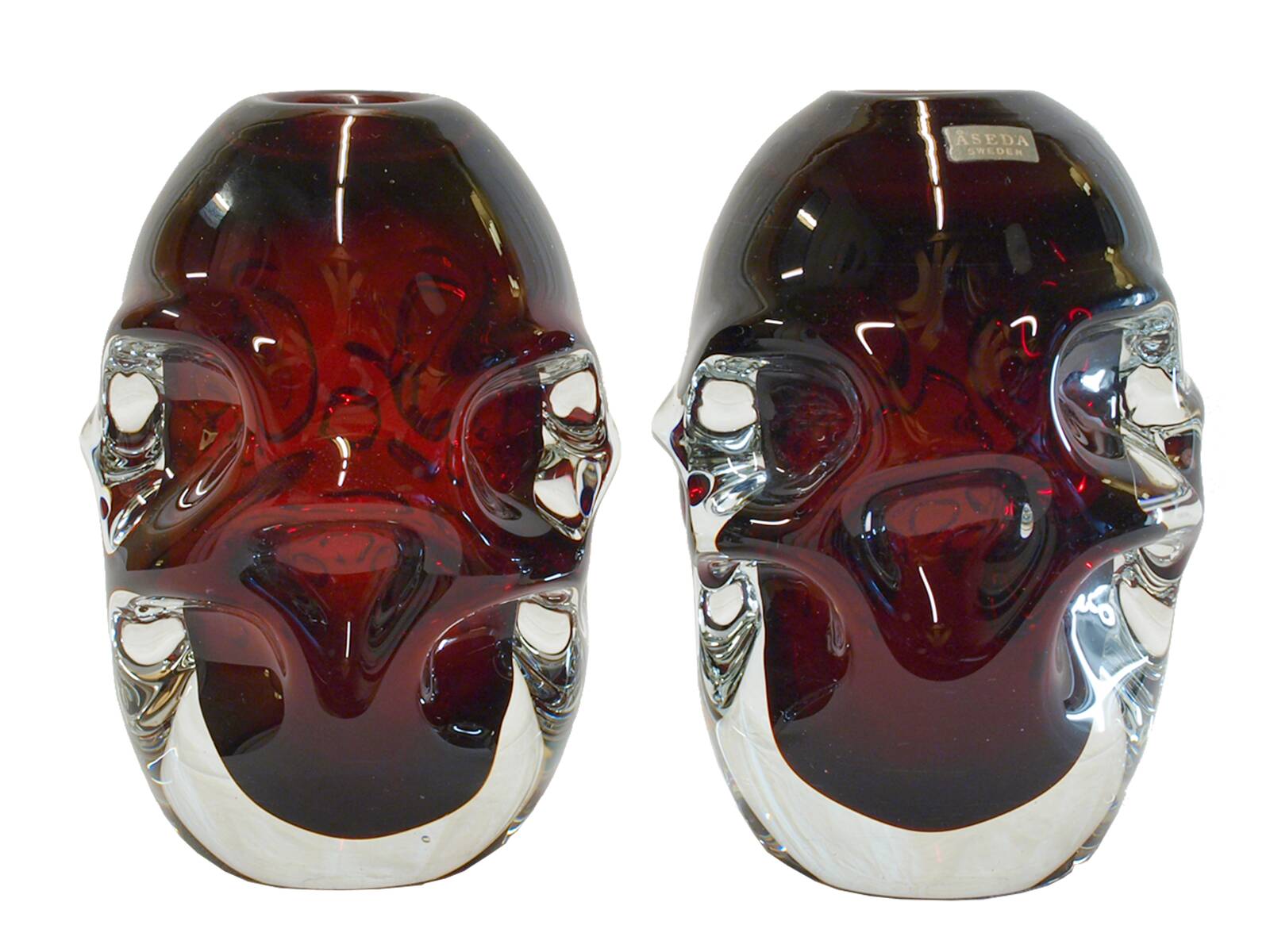 Pair of glass vases by Aseda, Sweden