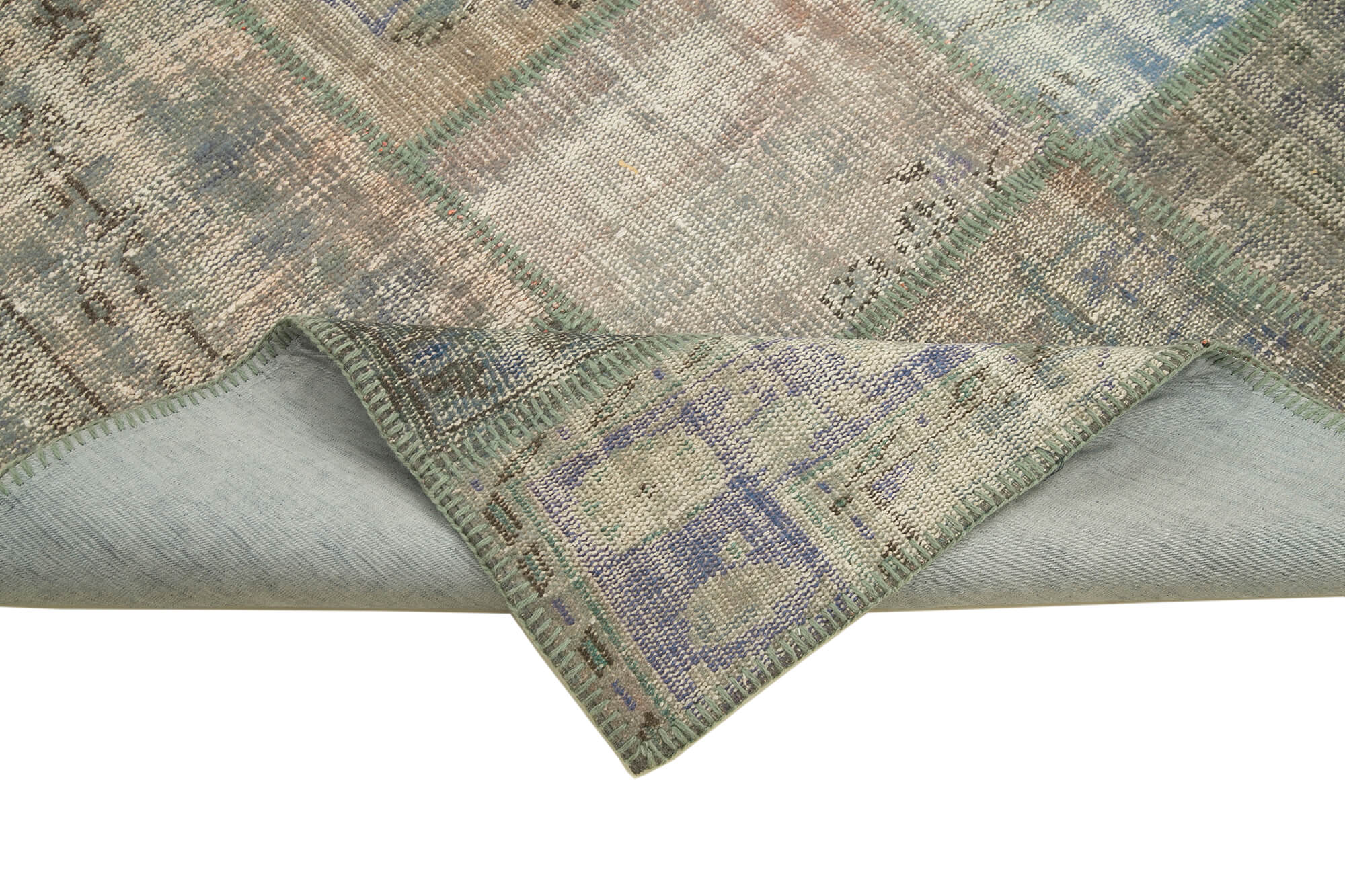 Handwoven Anatolian Contemporary 176 cm x 242 cm Grey Patchwork Carpet