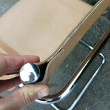 Peach-coloured leather Cantilever armchair