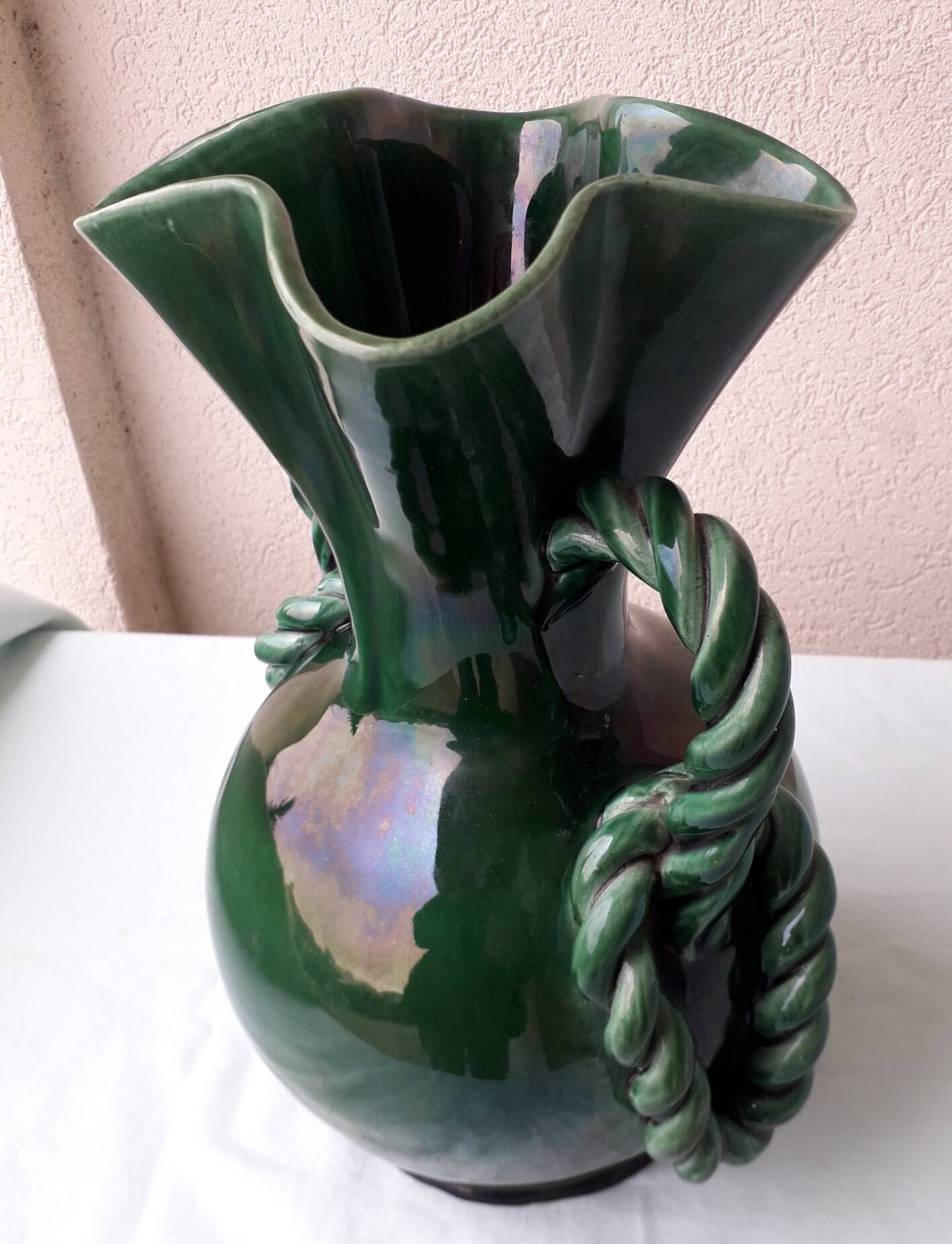 Green ceramic vase