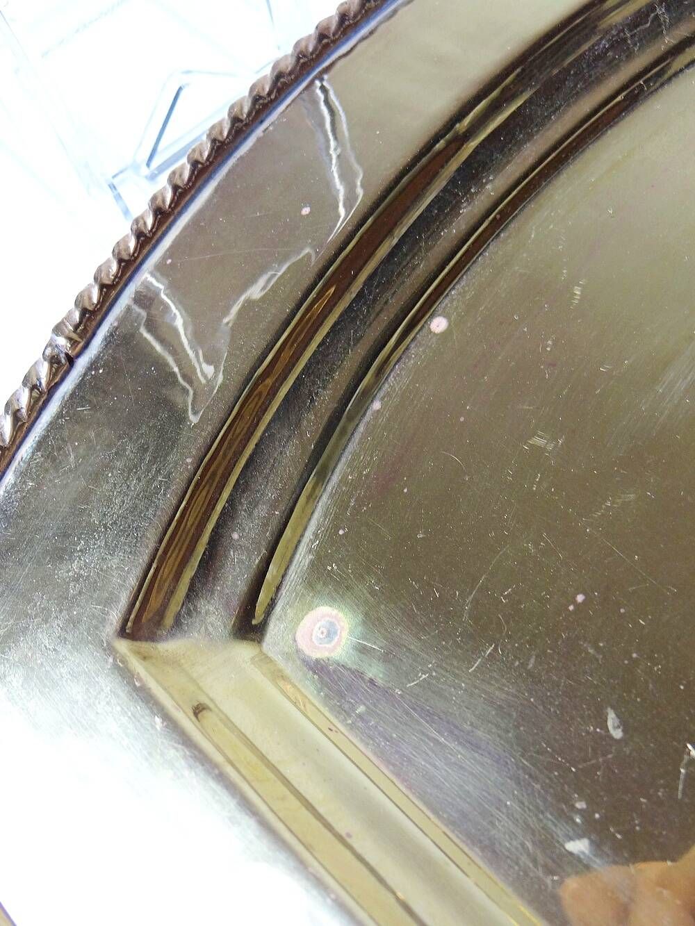 Small vintage brass tray with a floral design, Louis XVI style.