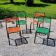 Set of 4 chairs scoubidou green and orange tubes metal black from the 60s