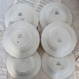 6 old Belgian earthenware Nimy flat plates with red pattern