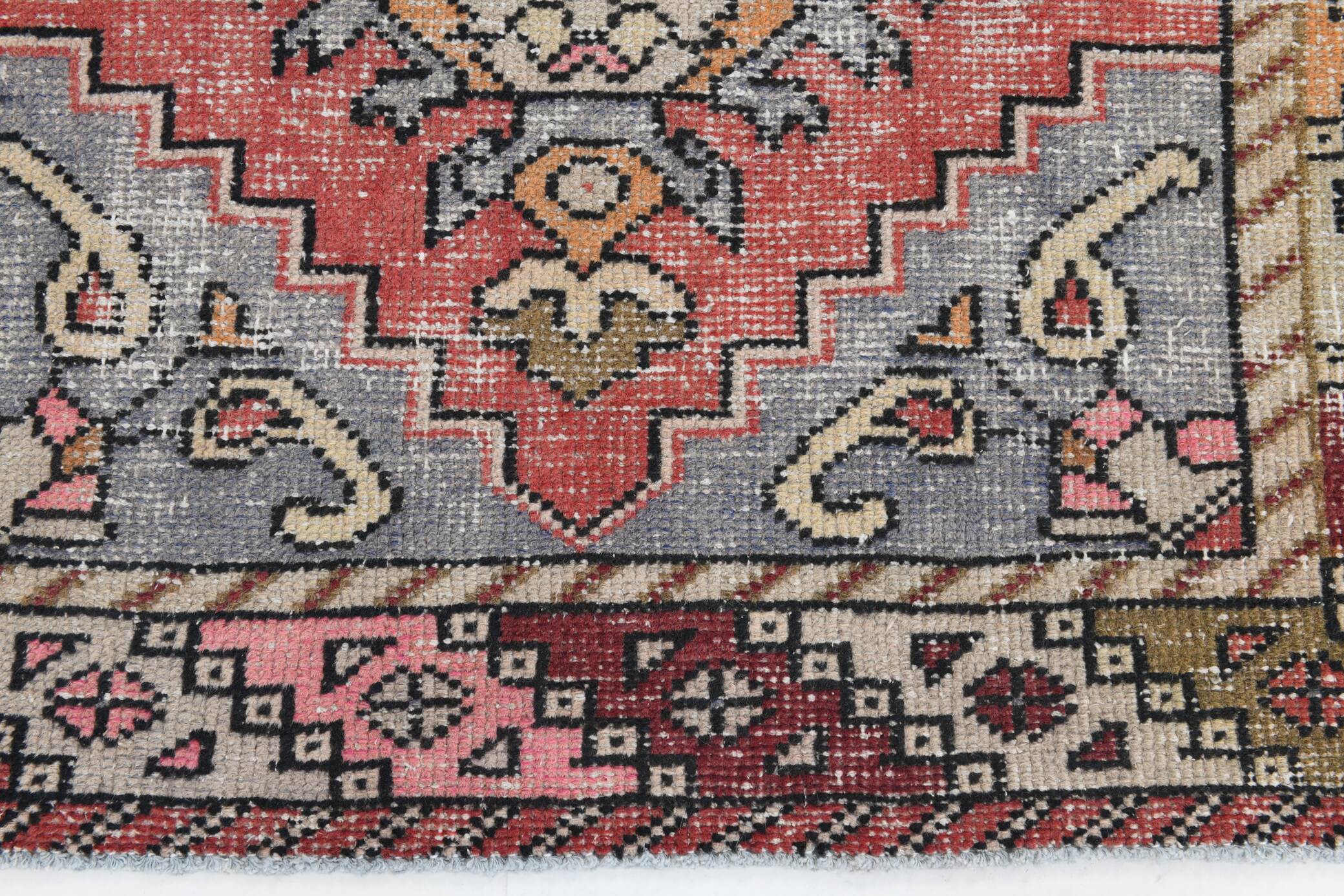 3x9 Rug For Hallway Antique Red Vintage Runner Rug, 102x261Cm SK 3931