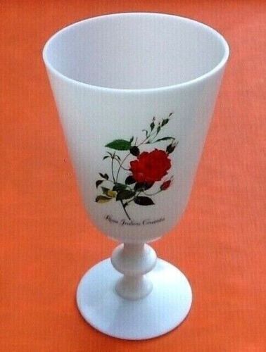 Vase white opaline decoration rosa indica cruenta