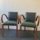2 fauteuils de bridge assise cuir