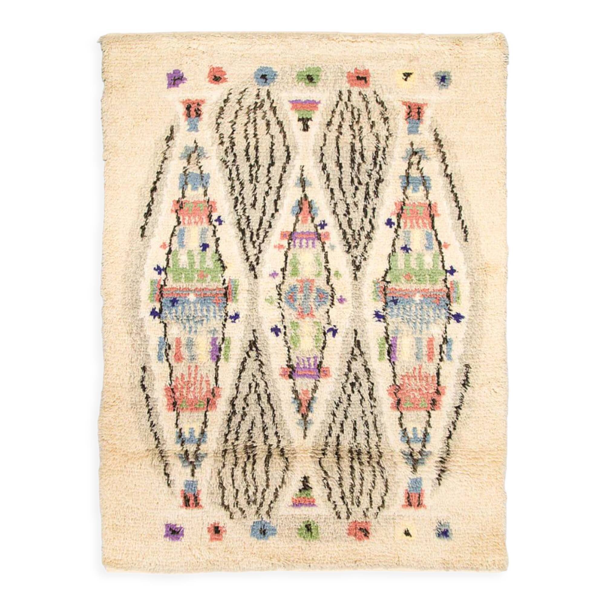 Scandinavian Ryijly wool rug by Laura Korpikaivp-Tamminen, 1960.